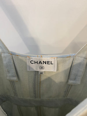 Chanel 18C Light Blue Denim Mini Dress with Button Detail Size FR 38 (UK 10) RRP £2,200