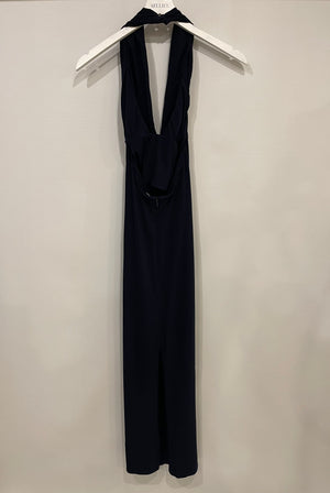 Magda Butrym Navy Stretch-Jersey Halterneck Midi Dress Size FR 36 (UK 8) RRP £1,250