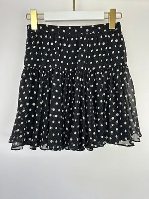 Saint Laurent Black & White Polkadot Silk Mini Skirt Size FR 36 (UK 8)