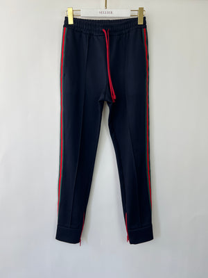 Gucci Red & Navy Blue Tracksuit with Side Stripe Trim and Cherry Embroidered Logo Detail Size XS (UK 6)