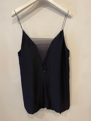 Celine Navy Lingerie Top With Lace Details Detail Size XS (UK 6)