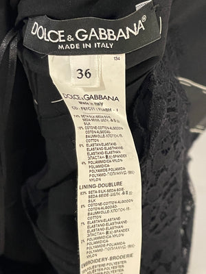 Dolce & Gabbana Black Silk Laced Sleeveless Mini Dress with Band Logo Details Size IT 36 (UK 4)