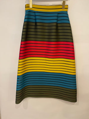 Mary Katrantzou Multicolour Striped Maxi Silk Skirt Size UK 10