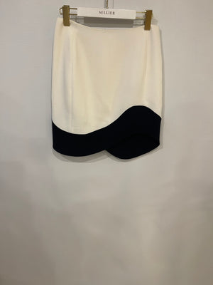 Mugler White Mini Skirt with Asymmetric Black Trim Detail Size FR 38 (UK 10)