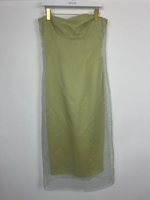 Gauge81 Light Green Silk Strapless Midi Dress Size IT 38 (UK 6)