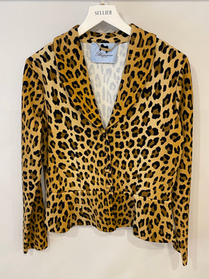 Blumarine Leopard Short Blazer Jacket with Button Details Size IT 42 (UK 10)