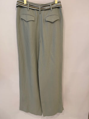 Loro Piana Sage Green Two-Piece Linen Shirt and Trousers Set Size IT 42 (UK 10)