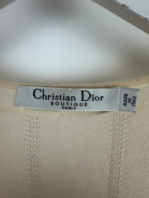 Christian Dior Boutique Fine Knit Long Sleeve V-Neck Top With Lace Up Detail FR 40 (UK 12)