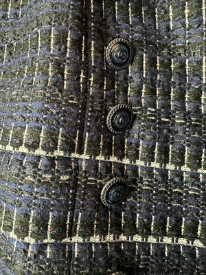 Chanel 16/P Navy, White Black Tweed Double Breasted Jacket with Button Detail Size FR 40 (UK 12)