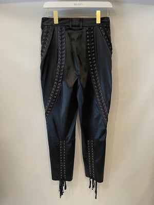 Dolce & Gabbana Black Satin Laced-Up Trousers Size IT 42 (UK 10)