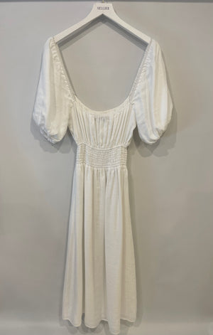 Faithfull The Brand White Midi Linen Dress Size S (UK 8)