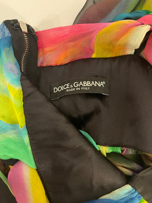 Dolce & Gabbana Multicolour Tie-Dye Silk Mini Sleeveless Dress Size IT 44 (UK 12)