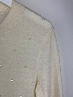 *FIRE PRICE* Chanel Cream Pearl Mohair Cardigan Size 38 (UK 10)