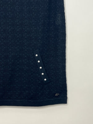 Chanel Navy Crochet Vest Top with Pearl Trim and Front Pocket Detail FR 34 (UK 6)