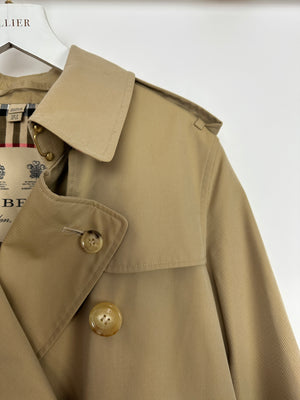 Burberry Camel The Kensington Trench Coat with Belt Detail Size UK 8