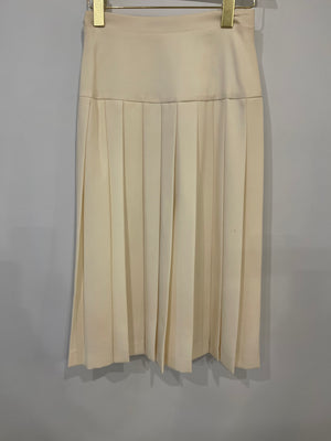 Alessandra Rich Cream Jacket and Midi Skirt Set with Crystal Buttons Size IT 38 (UK 6)