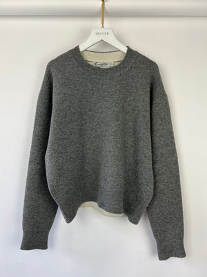 Christian Dior Grey Cashmere J'adior Sweater with Logo Detail Size FR 34 (UK 6) RRP £1,700