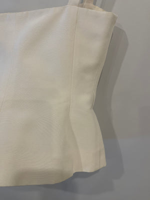 Christian Dior White Bustier Style Sleeveless Top with Button Details Size FR 38 (UK 10)