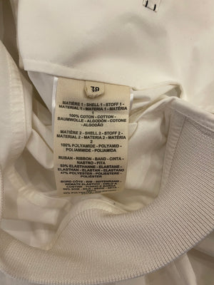 Hermès White and Ivory Cropped Oversize Jacket with String and Pocket Detail Size FR 38 (UK 10)