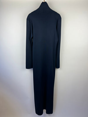 The Row Navy High Neck Long Sleeve Maxi Dress Size S (UK 8)