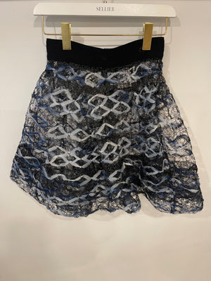 Chanel 18S Black, White and Blue Fishnet Mini Skirt and Jacket Set Size FR 34 (UK 6) RRP £6,850