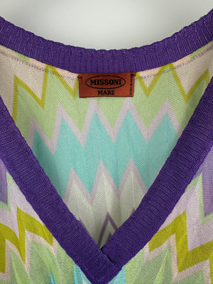 Missoni Purple Beach Dress Cover Up With Drawstring Waist Detail IT 40 (UK 8)