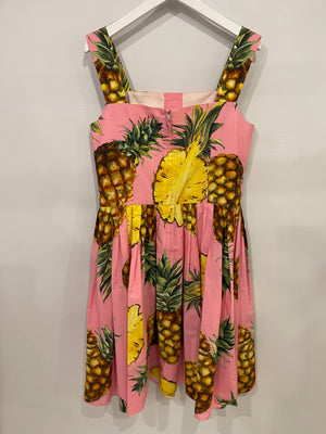 Dolce & Gabbana Pink Mini Dress with Pineapple Prints Size IT 42 (UK 10)