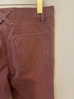 Chanel 06/P Mauve Skinny Jeans with CC Logo on Back Pocket Size FR 38 (UK 10)