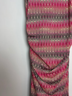 Missoni Pink & Beige Knit Sleeveless Maxi Dress With Ruched Side Detail Size IT 44 (UK 12)