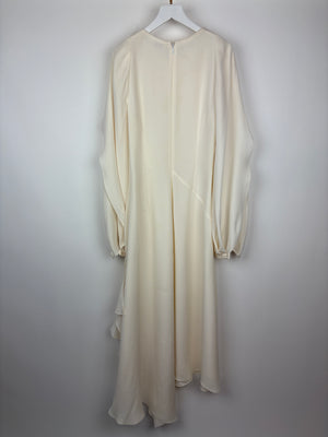 Loewe Ivory Long Sleeve Maxi Dress with Fine Polimer Fringe Appliqué Size 38 (UK 10)