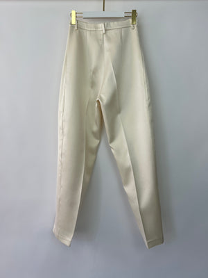 Magda Butrym Silk Ivory Suit Jacket and Toruser Set Size FR 36 (UK 8)