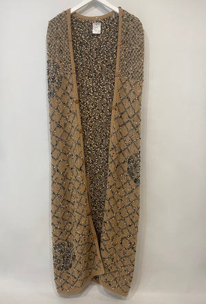 Chanel 01/A Brown Quilted Maxi Sleeveless Gilet Cardigan with Coco Logo Detail Size FR 40 (UK 12)