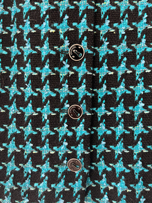 Chanel 07/A Turquoise Houndstooth Pencil Skirt Size FR 36 (UK 8)