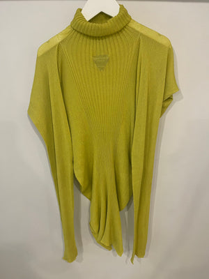 Bottega Veneta Lime Silk Knitted High-Neck Jumper Size M (UK 10)