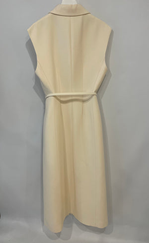 Christian Dior Cream Sleeveless Maxi Tailored Vest with Belt and Button Detail Size FR 42 (UK 14)