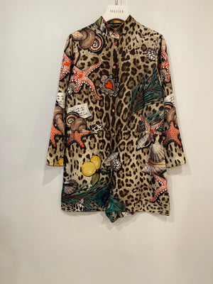 Dolce & Gabbana Leopard and Multicolour Silk Printed Long-Sleeve Playsuit Size IT 40 (UK 8)