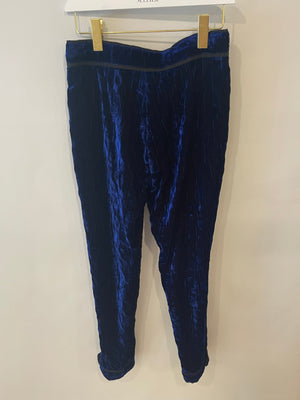 Chanel 12A Electric Blue Velvet Straight-Leg Trousers Size FR 38 (UK 10) RRP £1,550