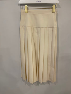 Alessandra Rich Cream Jacket and Midi Skirt Set with Crystal Buttons Size IT 38 (UK 6)