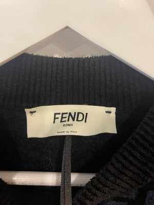 Fendi Black and Blue FF Printed Towelling Jumper Size IT 38 (UK 6)