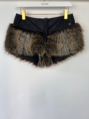 Chanel FW/10 Brown Faux Fur and Leather Shorts Size FR 36 (UK 8)