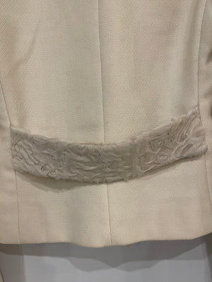 Dolce & Gabbana Cream Jacket with Textured Collar and Large Buttons Detail Size IT 40 (UK 8)