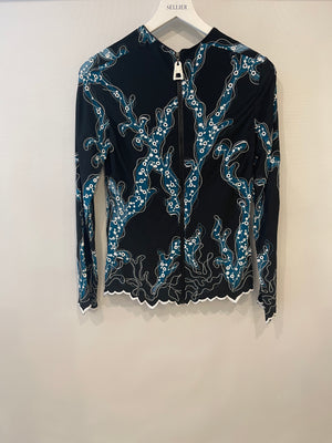 Louis Vuitton Black and Blue Long-Sleeve Blouse with Abstract Prints Size FR 36 (UK 8)