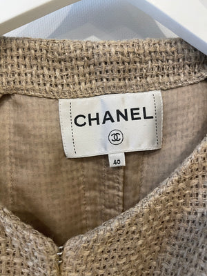 Chanel Ancient Greece 2018 Beige Tweed Jacket with Gold Button Detail Size FR 40 (UK 12) RRP £3,500