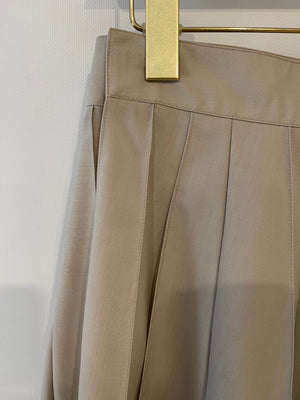 Hermès Beige Wrap Pleated Wool Mini Skirt Size FR 36 (UK 8)