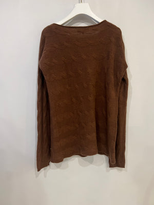 Loro Piana Chocolate Brown Baby Cashmere Cableknit Jumper Size IT 46 (UK 14)