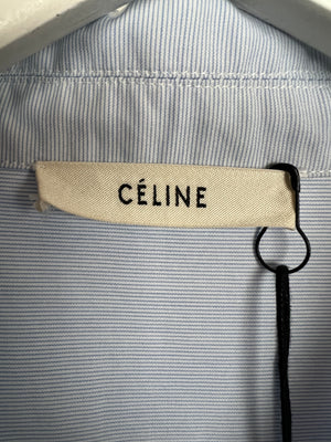 Celine Blue Long Sleeve Shirt with Rose Embroidered Detail Size FR 36 (UK 8)