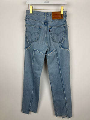 Vetements Blue Distressed High Waist Straight Leg Jeans Size XS (UK 6)