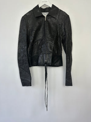 Christian Dior by John Galliano Laser Cut Leather Jacket with Tie Detail Size FR 38 (UK 10)