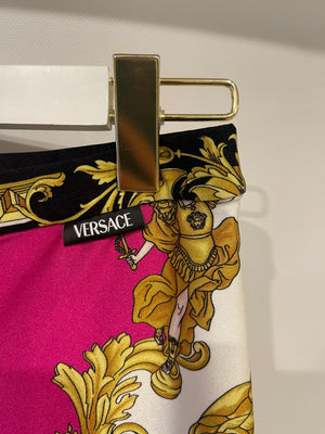 Versace Multicolour Medusa Renaissance Printed Silk Straight Trousers Size IT 38 (UK 6)