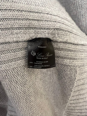 Loro Piana Grey Short-Sleeve Cashmere Turtle Neck Jumper with Front Pockets Size L (UK 12)